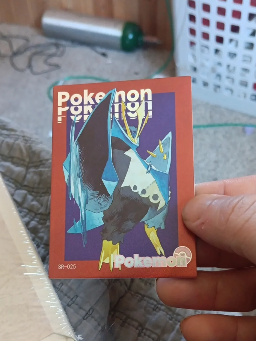 Pokemon Art Card - Red Border with Blue and Yellow Character